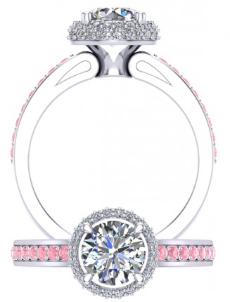 Bespoke Design Argyle Diamond Round Brilliant Diamond Ring in Platinum 950 AU - Main View